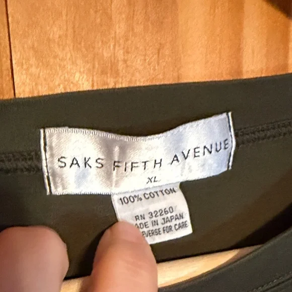 Saks Fifth Avenue Cotton Short Sleeve Crewneck Tee- Olive - Picture 6 of 7